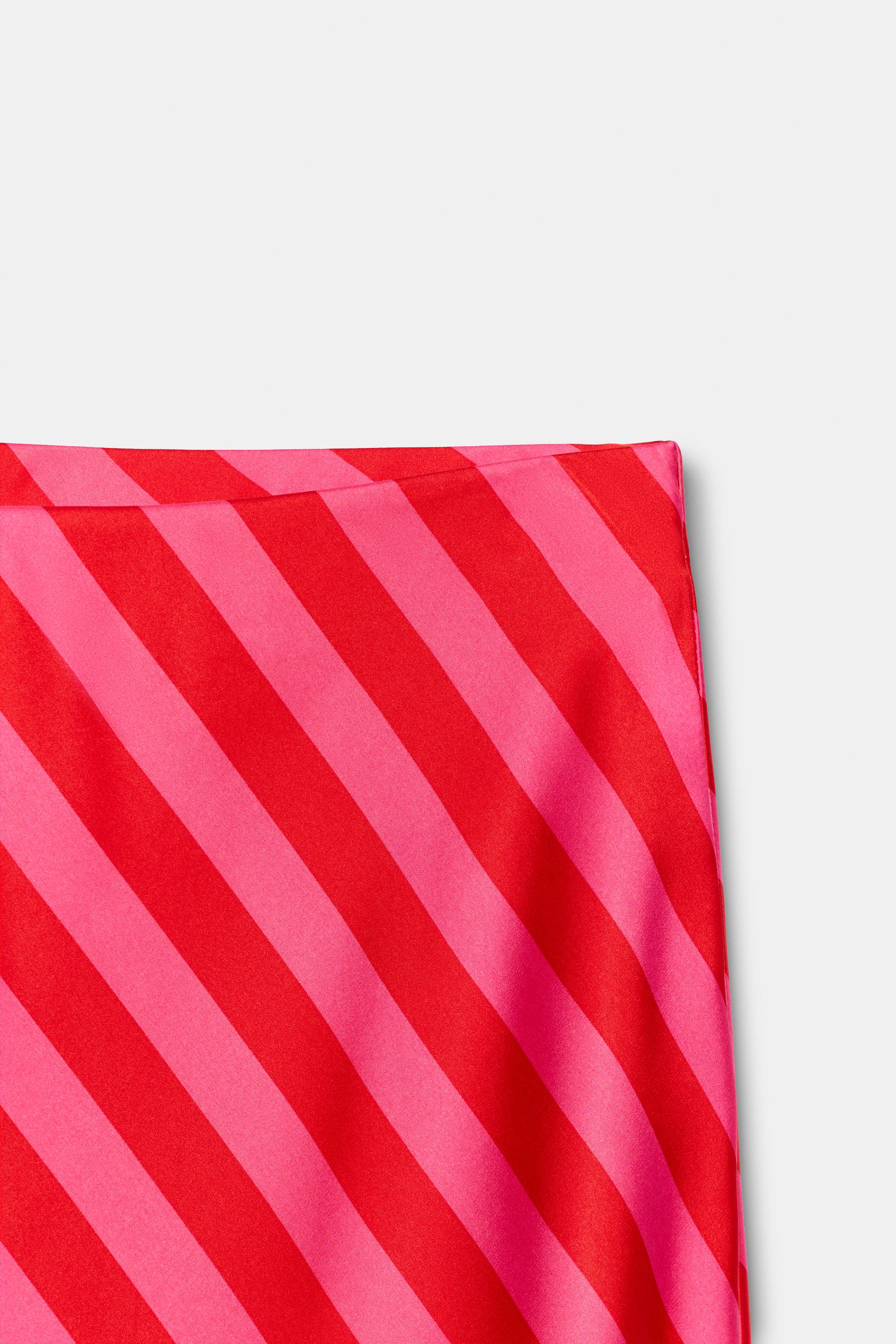STRIPED SATIN MIDI SKIRT